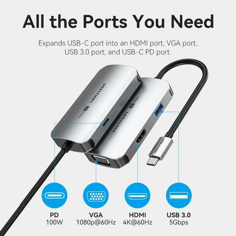 Vention 4-in-1 USB-C Docking Station - Image 3