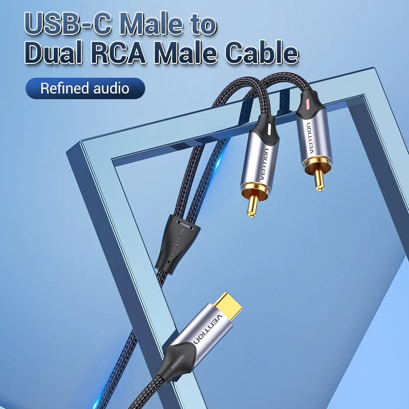 Vention USB-C Male to 2RCA Male Audio Cable - Image 3