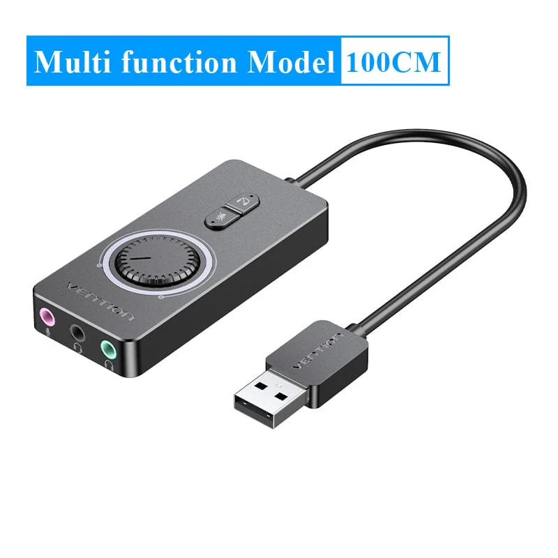 Vention USB 2.0 External Stereo Sound Adapter with Volume Control 0.15M Black ABS Type - Image 4