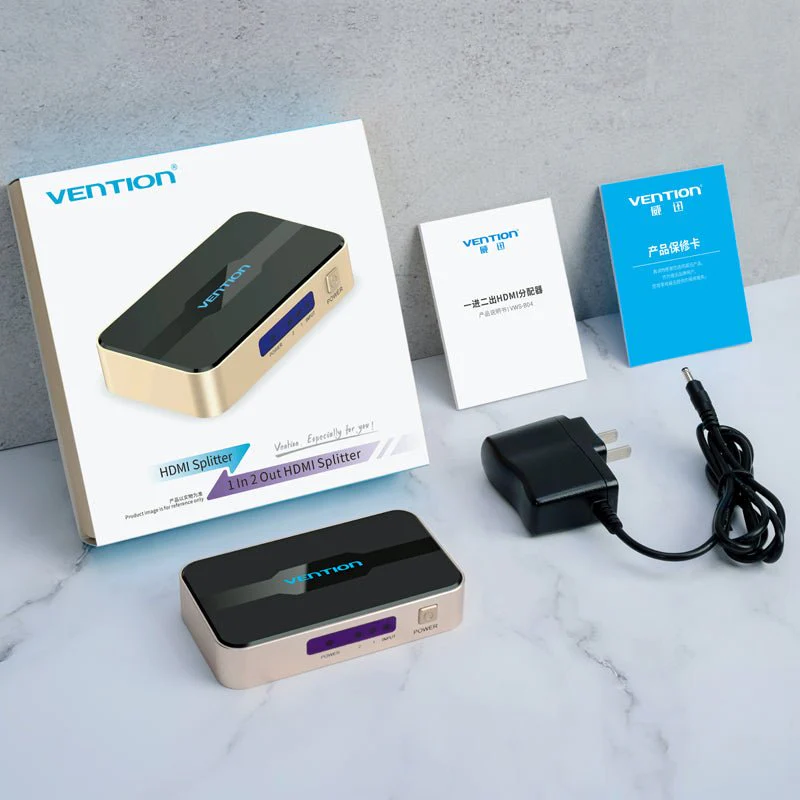 Vention 1 In 2 Out HDMI Splitter 4K@30Hz Gold Aluminum Alloy Type - Image 13