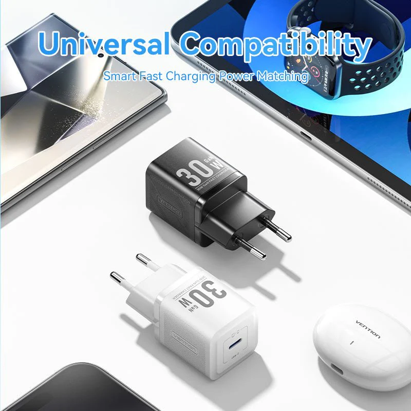 Vention 1-Port USB-C GaN Charger (30W) EU-Plug - Image 10