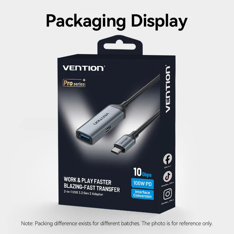 Vention USB-C Male to USB-A Female/PD Power Supply Adapter 0.15M Gray Aluminum Alloy Type - Image 13