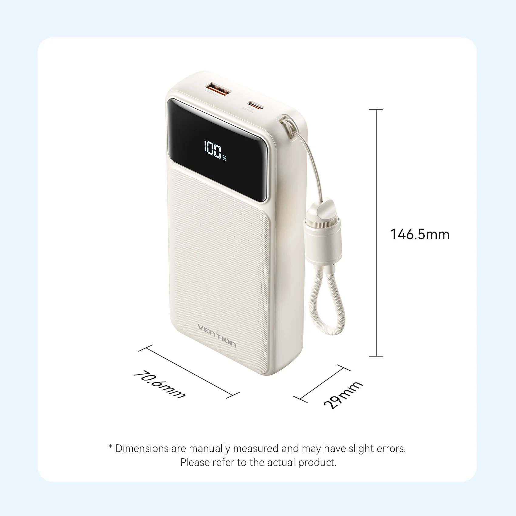 Vention 20000mAh Power Bank (USB-C + USB-A) with Built-in Cable 22.5W - Image 16