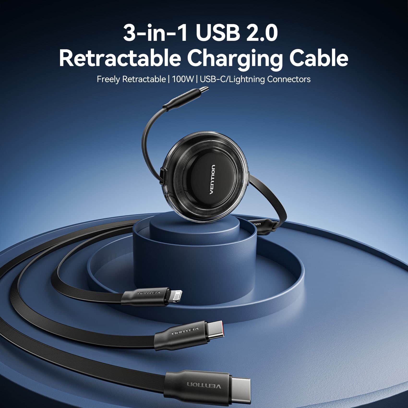 Vention 3-in-1 USB 2.0 Retractable Charging Cable - Image 5