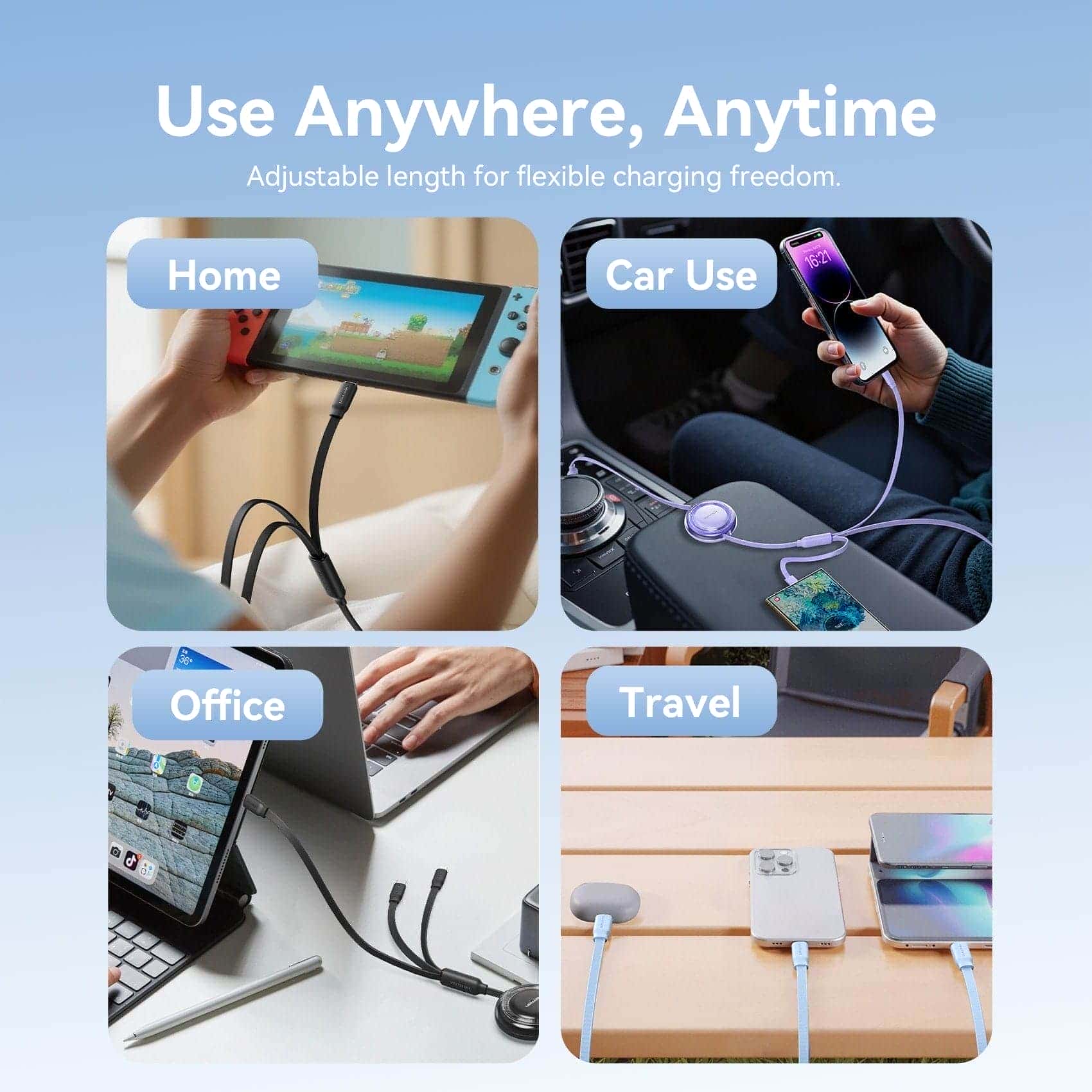 Vention 3-in-1 USB 2.0 Retractable Charging Cable - Image 14