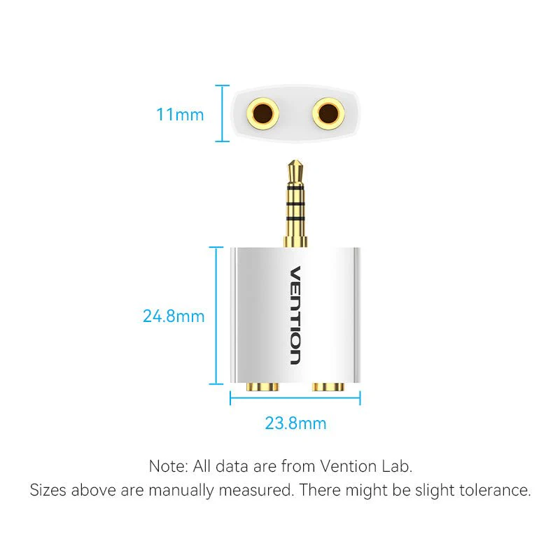 Vention 4 Pole 3.5mm Male to 2*3.5mm Female Audio Adapter Silvery Metal Type - Image 11