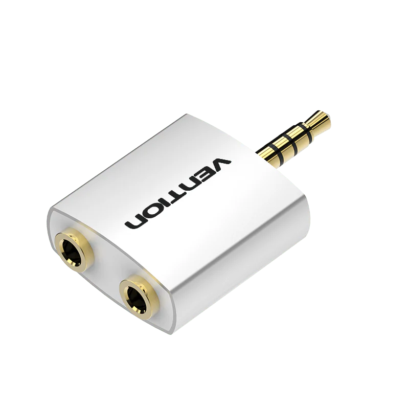 Vention 4 Pole 3.5mm Male to 2*3.5mm Female Audio Adapter Silvery Metal Type - Image 14