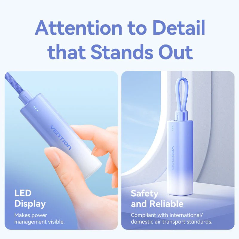 Vention 5000mAh Power Bank Compact with Built-in Cable——On Promotion - Image 9