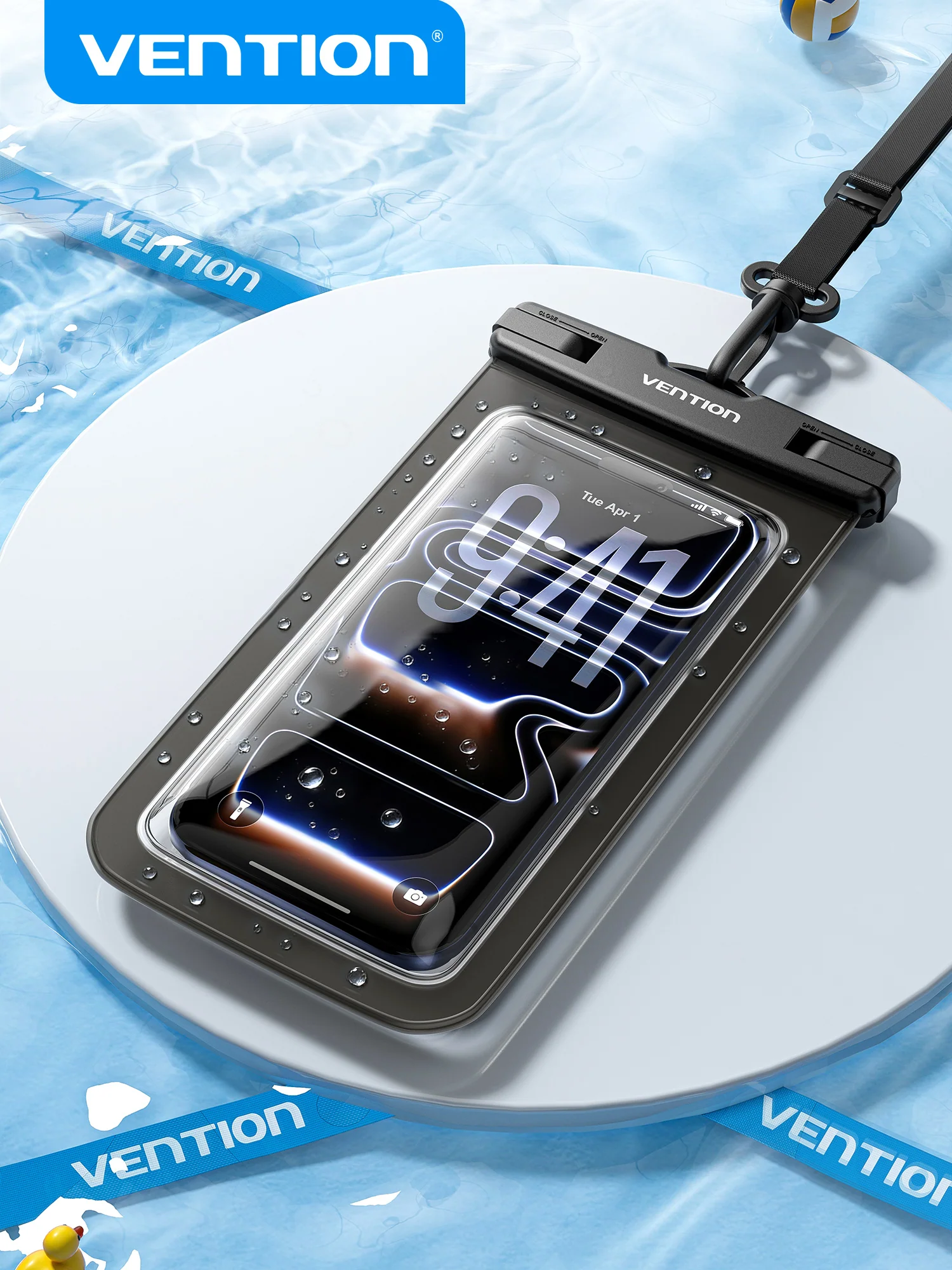 Vention 7.2-Inch Transparent Waterproof Phone Pouch with Lock Seal Black - Image 20