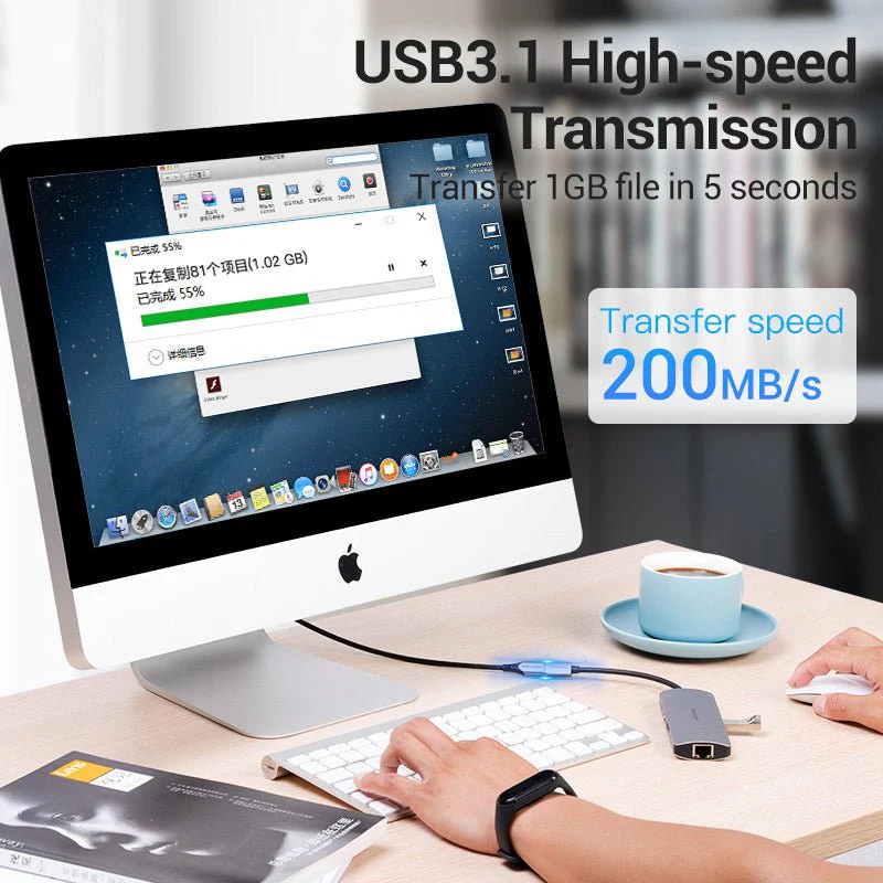 Vention Cotton Braided USB-C 3.1 Extension Cable - Image 8