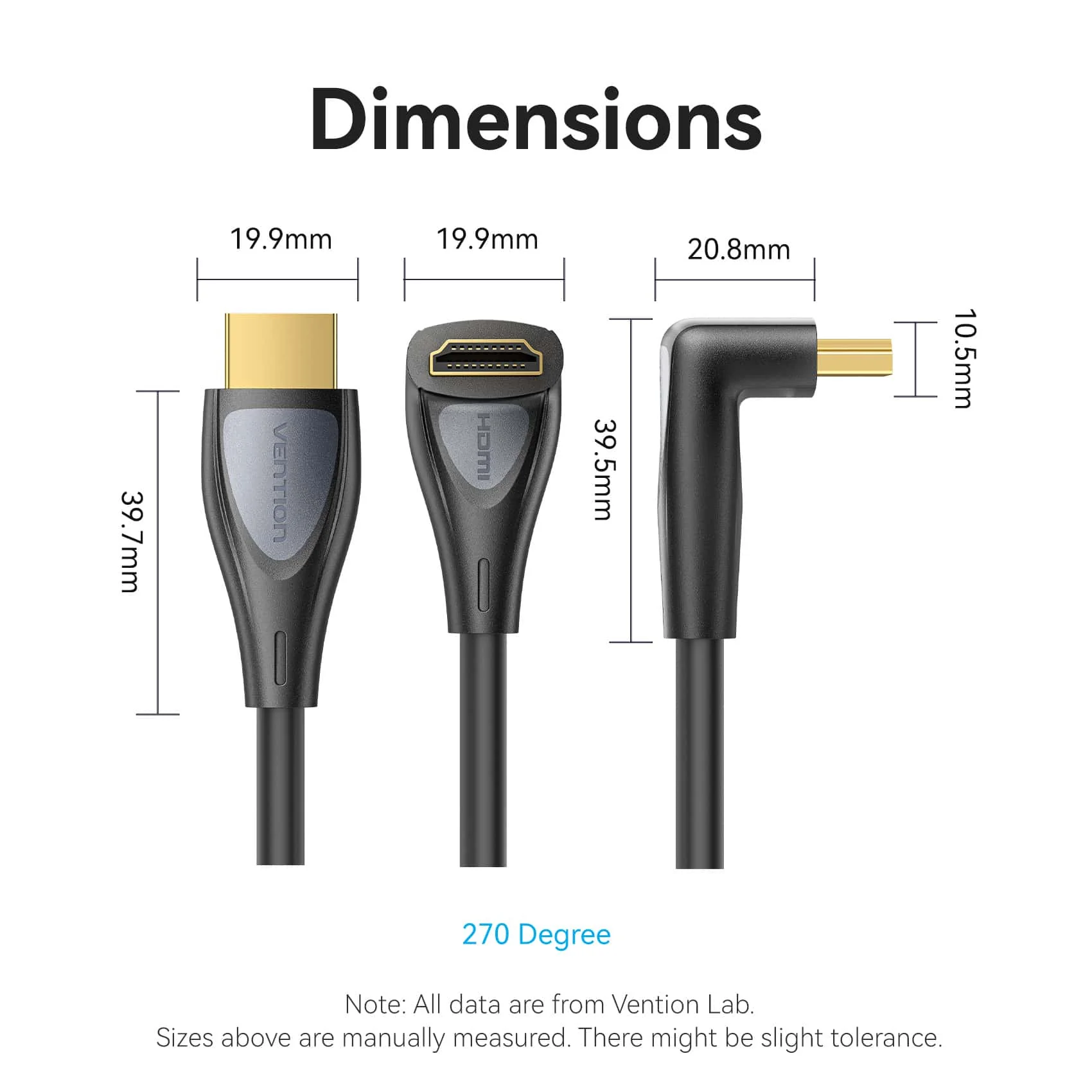 Vention HDMI™-A Male to Male 4K HD Right Angle Cable 270 Degree - Image 15