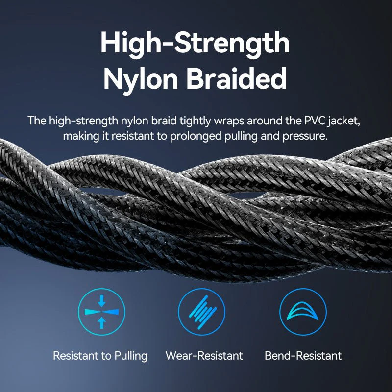 Vention Nylon Braided 3.5mm TRS Male to 6.35mm TS Male Audio Cable 1M Gray Aluminum Alloy Type - Image 9