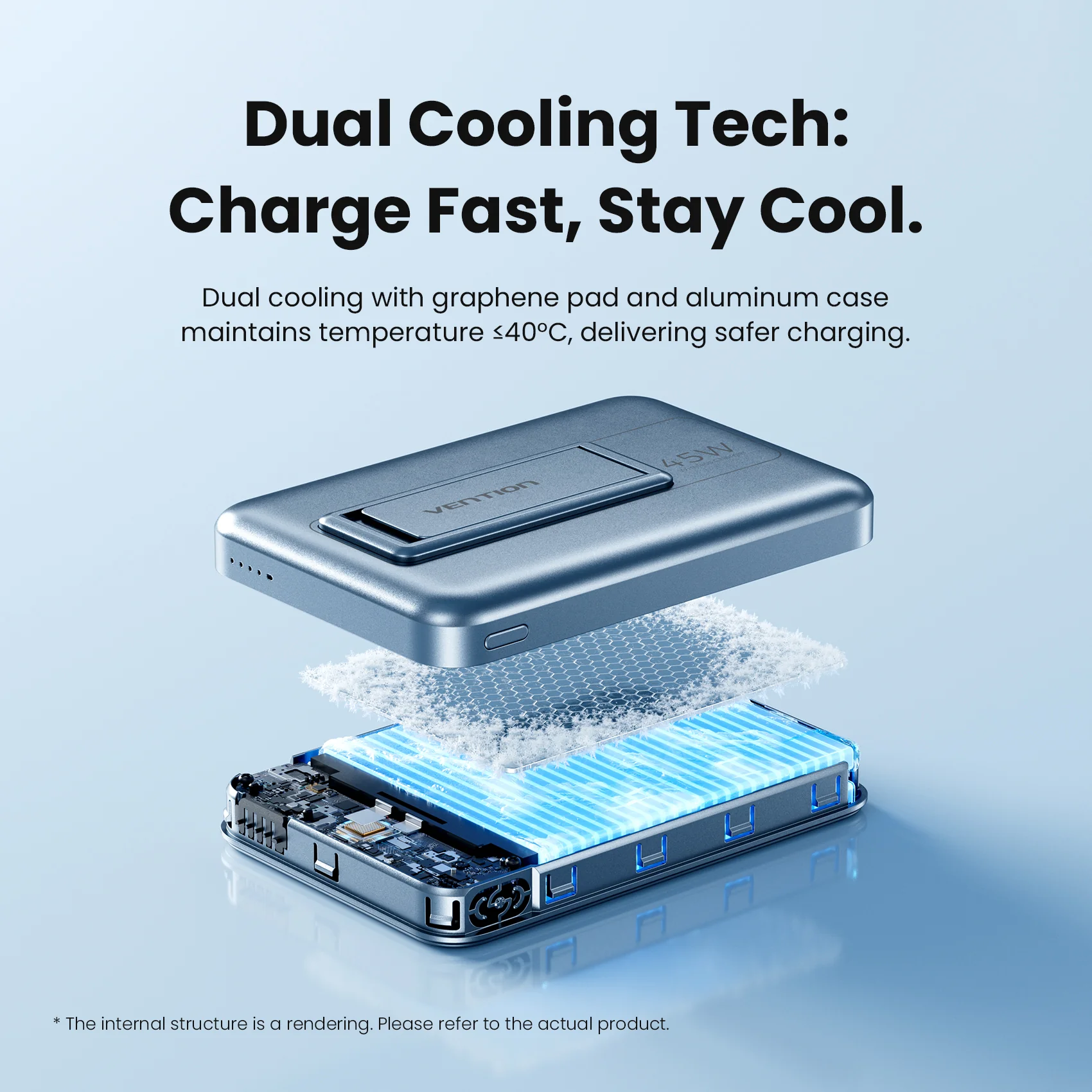 Vention Qi2.2 10000mAh Magnetic Wireless Power Bank (USB-C + USB-C/Wireless) 45W Gray - Image 7