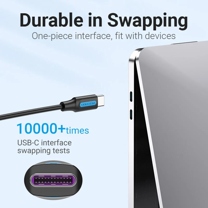 Vention USB 2.0 C Male to C Male  5A Cable Black PVC Type - Image 7
