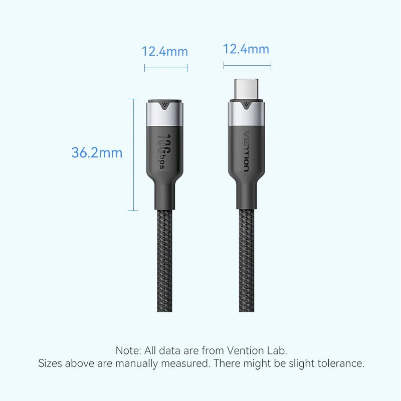Vention USB 3.2 Gen2 C Male to C Female 10Gbps Extension Cable Aluminum Alloy Type - Image 12