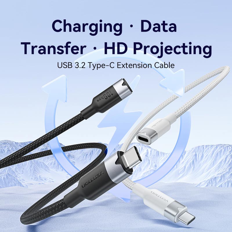 Vention USB 3.2 Gen2 C Male to C Female 10Gbps Extension Cable Aluminum Alloy Type - Image 3